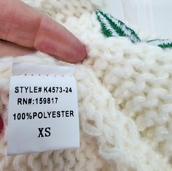 NEW! Altar'd State Cherry Embroidered Cardigan in Ivory, Size XS - Picture 6 of 7